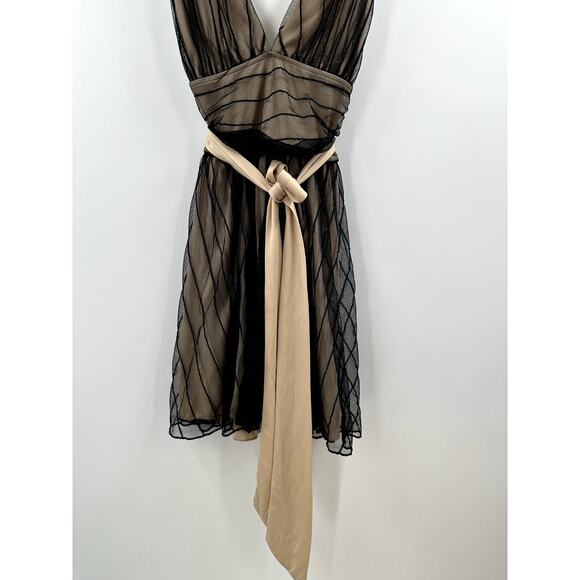 Lucy in The Sky Black and Champange Plunge A - Line Dress Mini Size Medium - Picture 3 of 8